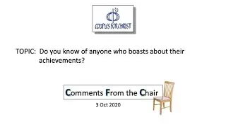 COMMENTS FROM THE CHAIR with Bro Bong Arjonillo -3 October 2020