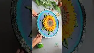 3D Sunflower 🌻 😍 using air dry clay #trending #shorts #craftideas #viralshort #flowers #diy #mosaics