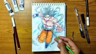 How to draw Goku ultra instinct from dragon ball using acrylic paint 