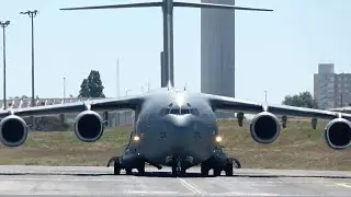 Royal Air Force Boeing C-17A Globemaster III at Lisbon Airport! Rare Military Landing & Takeoff