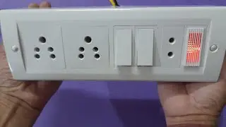 Modular 2 socket 2 Switch 1 Indicator 2 Pin Socket Wiring /Connection Easy Way in Hindi.