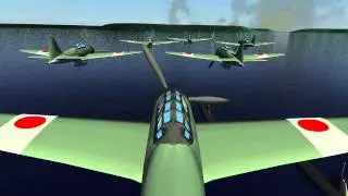 Amateur 3D animation A6m Zero approaching Perl Harbor