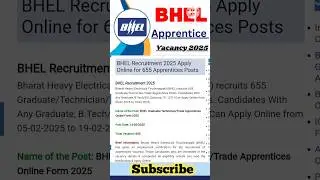 BHEL Apprentice 2025 Apply Online #job #thebengalmath