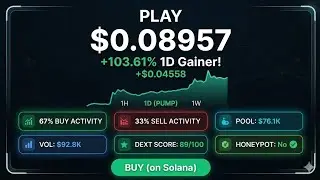 PLAY Token UP 103%! DEXT Score 89, No Honeypot – Next Solana Gem? 🎮🚀