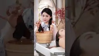 ASMR Hair washing and scalp massage with tea for women