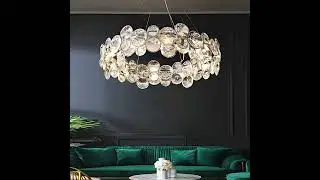 Dazuma_Ceiling Chandelier Light_Round Bubbles Crystal Electroplating Metal Modern Chandelier Light