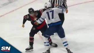 Jets' Adam Lowry Takes Exception to Tyler Kleven's Hit on Mason Appleton
