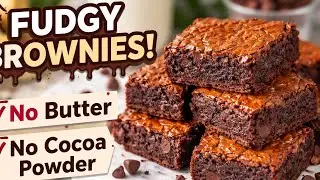 Fudgy Chocolate Brownies | No Butter, No Cocoa Powder | Crinkly Top Brownies