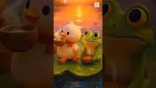 🌿 Duck & Frog&rsquo;s Cozy Sunset Dinner 🍲✨ | Relaxing Nature 3D Cartoon ASMR 🌅 #asmr #animation