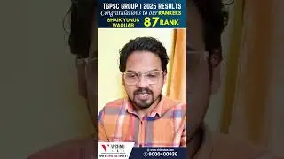 TGPSC Group 1 2025 Results Congratulations to Our ranker yunus waquar, 87 Rank| Vishnu IAS Academy
