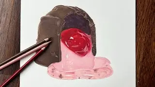 Realistic Chocolate Covered Cherry Timelapse, Colored Pencil Drawing Queen Anne Candy