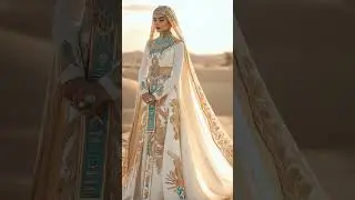 Elegant Embroidered Dress in Desert Setting #fashion #couture #design
