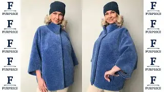 Шуба из овчины оверсайз тм ELENA FURS за 6500  ₽ в очень хорошем состоянии цв.синий р.48-50 /11970/