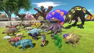 Escape from BATMAN & SUPERMAN T REX TEAM - Animal Revolt Battle Simulator Escape from Monster