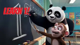 Number  - 1 &ndash; Learn One with Panda & Monkey  🐼🐒  | Fun Drawing , Counting for Kids