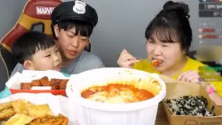 엽떡 덜매운맛+엽봉+치즈만두+튀김