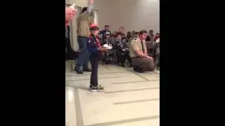 Cub Scout master gets pie in the face 2/1/2016 (dad pie in face)