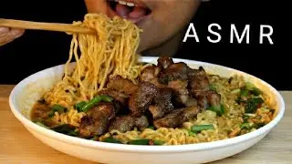 ASMR Slurpy noodles , Pork, Eggs, Kimchi / Angkor ASMR Mukbang No talking eating sound