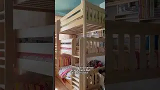 The coolest triple bunk bed #diyhome #diy #maximalistdecor #bunkbed #diyprojects #smallspaceliving