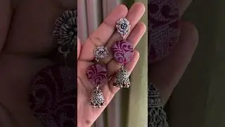 Easy diyearring#Purple 🍇💟#youtubeshorts #diy#diyjewellery  #diyearings#fabricearrings