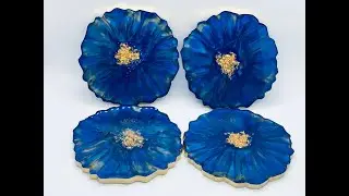 Resin Coaster Process Video, Resin Coaster Tutorial, Red and Gold Coasters, Blue and Gold Coasters