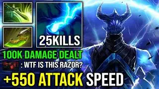 WTF 100K DAMAGE DEALT +550 Attack Speed Max Static Absorb Razor 100% Counter Everyone Dota 2