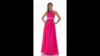 PolyUsa Style 7032 Long Chiffon Dress With Halter Neck