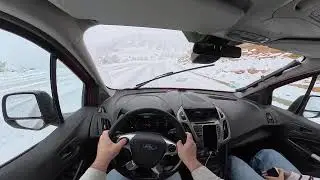 POV Manual Car Driving | Trapped in a Snowstorm ❄️ Ford Transit Connect