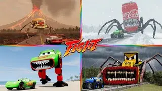 Zombie Pit! Spider Car🏎️Zoombie Mcqueen 🆚 Robot Car Monster 🆚CoCa Spider Car 🆚 Mcqueen Eater / Tiles
