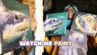 Trying New Art Goals ✿ + 3 Hour Acrylic Shark Painitng Session in 10 minutes with Relaxing Music