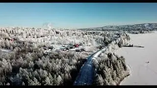 Sweden, Rättvik, drone footage of Autumn and winter