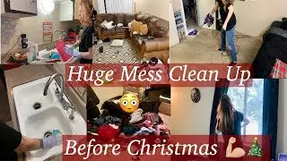 HUGE MESS CLEAN WITH ME BEFORE CHRISTMAS/CLEANING MOTIVATION/ ENTIRE SMALL APT/ Stephanie MCQueen