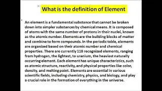 what is the definition of element