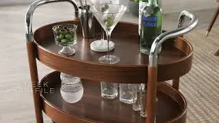 Haylee Walnut Finish Oval Bar Cart by iNSPIRE Q Modern