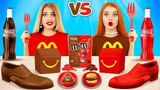 &iexcl;Desaf&iacute;o de chocolate RICO VS POBRE! Guerra de chicas locas con capas de chocolate de RATATA BOOM