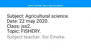 Agricultural Science  for jss2