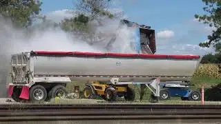 Loading dusty perlite into a hopper trailer at IMERYS HARBORLITE processing plant