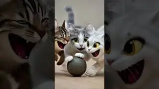 3 Funny Cartoon Cats Playing with Ball 😹 | Cute Cat Animation