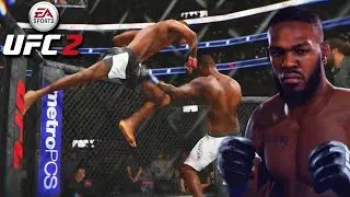 INSANE Knockout! Off The Cage Superman Punch by Jon Jones! EA Sports UFC 2 Online Gameplay