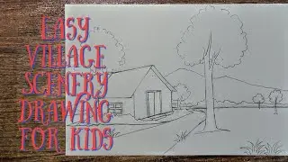 Easy Village Scenery Drawing for Kids | Simple Pencil Sketch Tutorial