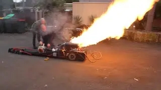First Look at the Jet Powered Street Luge Running.