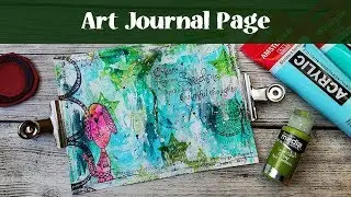 Art Journal with Me - Cute Dog on Textured Background (Rubber Dance Stamps)