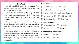 1.68 | Teeth | Reading Skills | Grade 1 | All English 4U