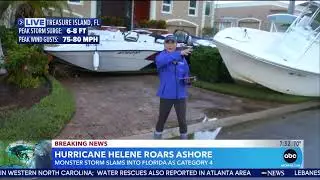 Hurricane Helene storm damage washes boats ashore in Treasure Island, Florida