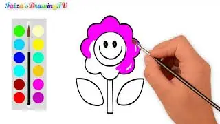 Draw smile Flower🌼 For Kids |  FAIZA_DRAWINGTV | Coloring Pages For Kids