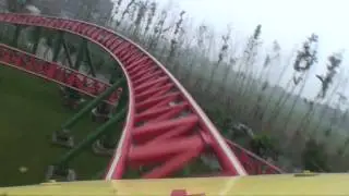 Fly Over Mediterranean Intamin Mega Lite Roller Coaster POV Front Seat Happy Valley Chengdu China