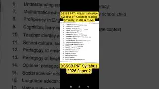 DSSSB PRT - Official Indicative Syllabus  Assistant Teacher (Primary) in DOE & NDMC #dsssb #prt