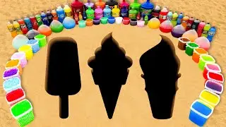 How to Make Rainbow Ice Cream with Balloons Orbeez, Giant Fanta, Mtn Dew, Coca Cola and Mentos