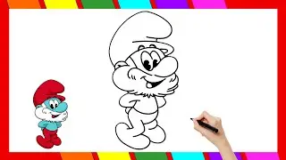 Menggambar Papa Smurf || Step by Step
