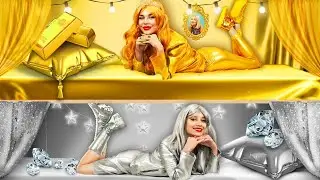 We Build Rich vs Poor Secret Room! Gold Girl vs Silver Girl by RATATA POWER